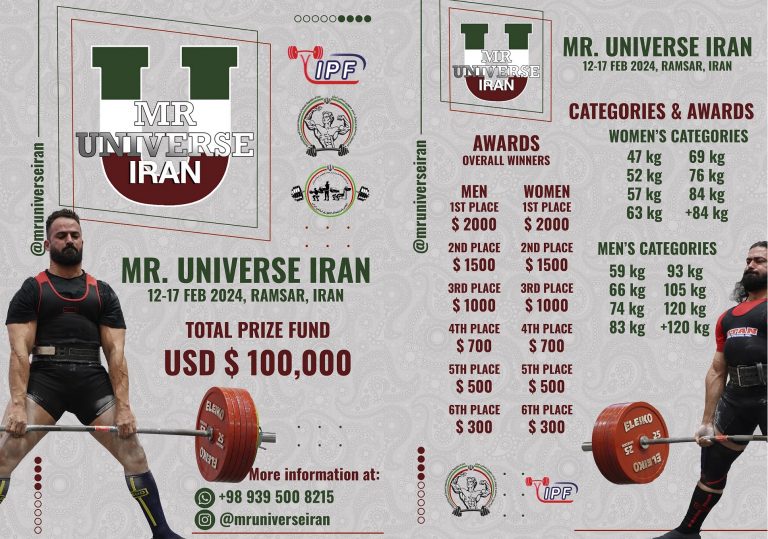 دسته های وزنی مسابقات پاورلیفتینگ مستریونیورس 2024 ایران